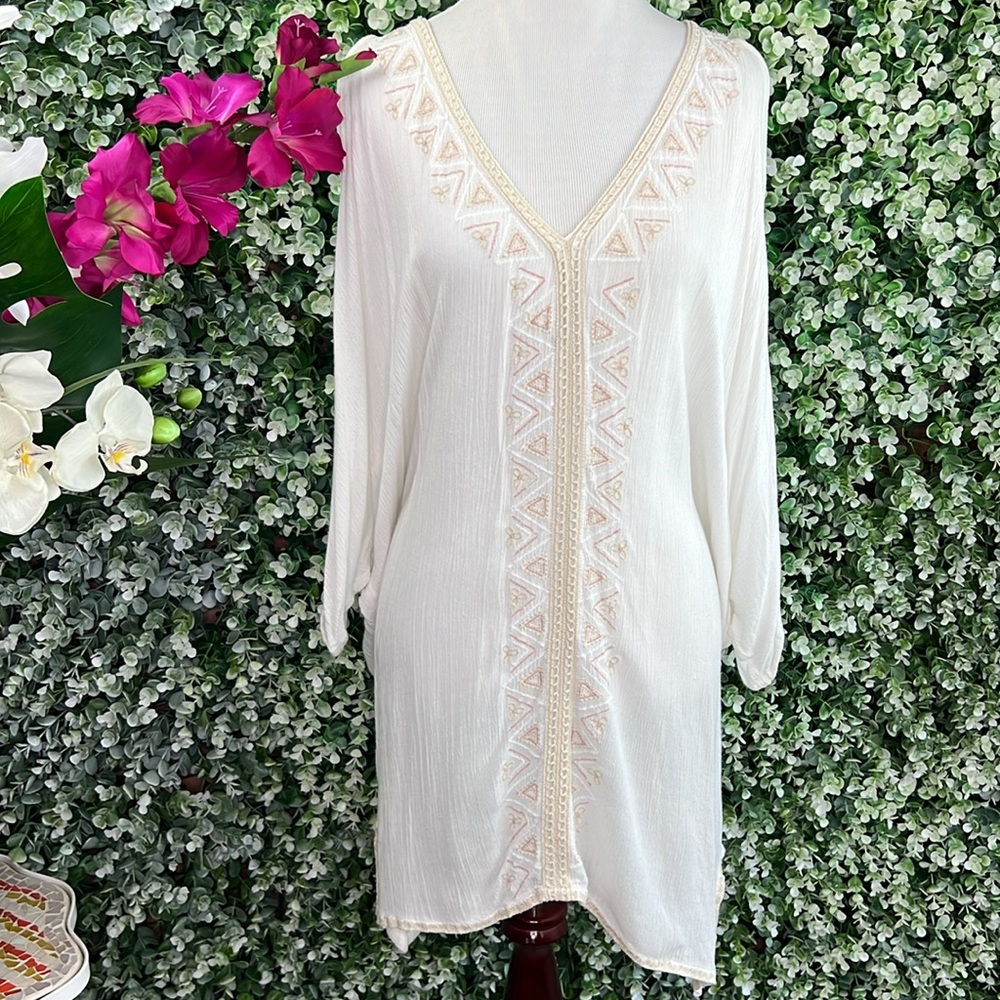O’Neill Cold Shoulder Embroidered Boho Coverup Dress